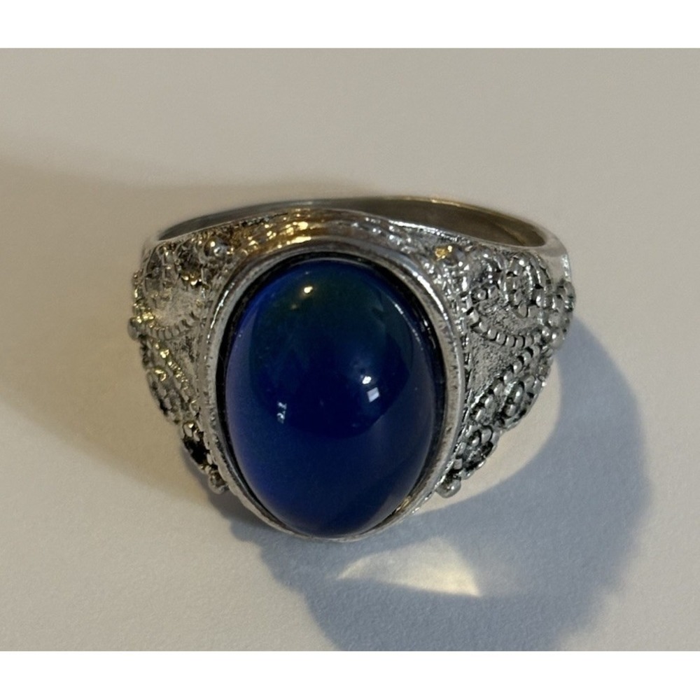 Oval Mood Ring Emotion Feeling Temperature ChangingColor Men Women Silver Tone 9